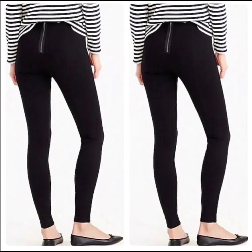 J. Crew Black Back Zipper Leggings Size 2